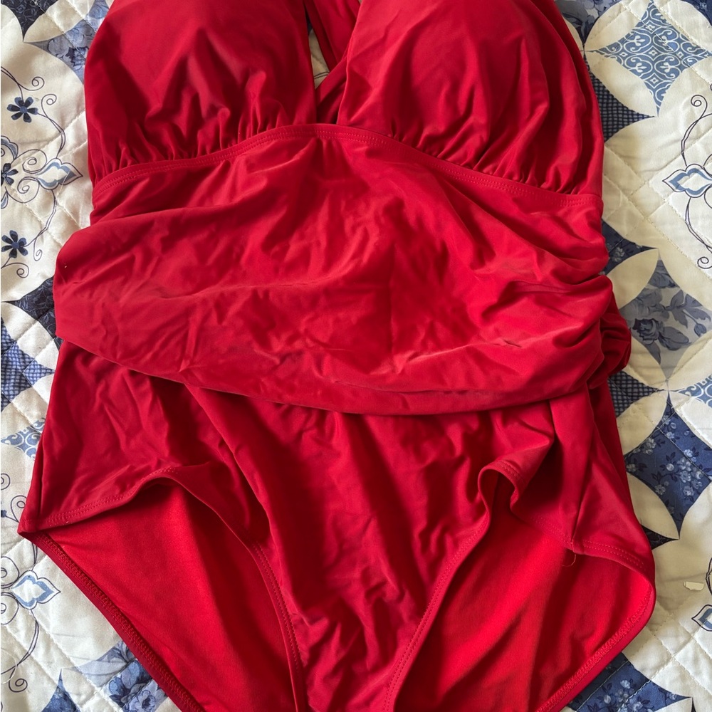 Red Womens One-Piece Swimwear